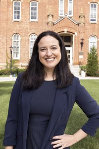 Andrea Bebell photograph in front of Woodburn Hall