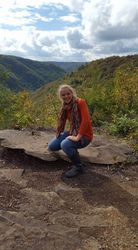 Kalynn Spaid hiking in the Appalachian Mountains during fall