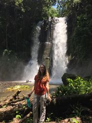 Laura Curry near a waterfall