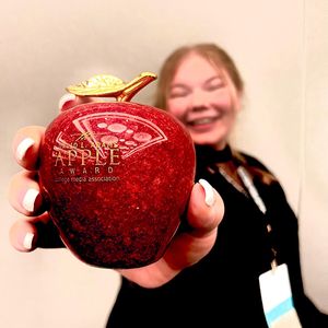 Raeanne holding stone apple