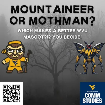 Students taking classes in the Department of Communication Studies participated in a YouTube to debate to determine who would be the best WVU mascot: the Mountaineer or the Mothman