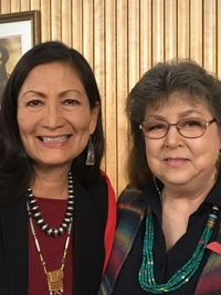 U.S. Secretary of the Interior Deb Haaland (Laguna Pueblo) and Sandra Cianciulli (Oglala Lakota), Native Rights Advocate and Director of the Carlisle Indian School Project.