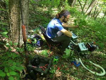 Justin Mathias working at his field site