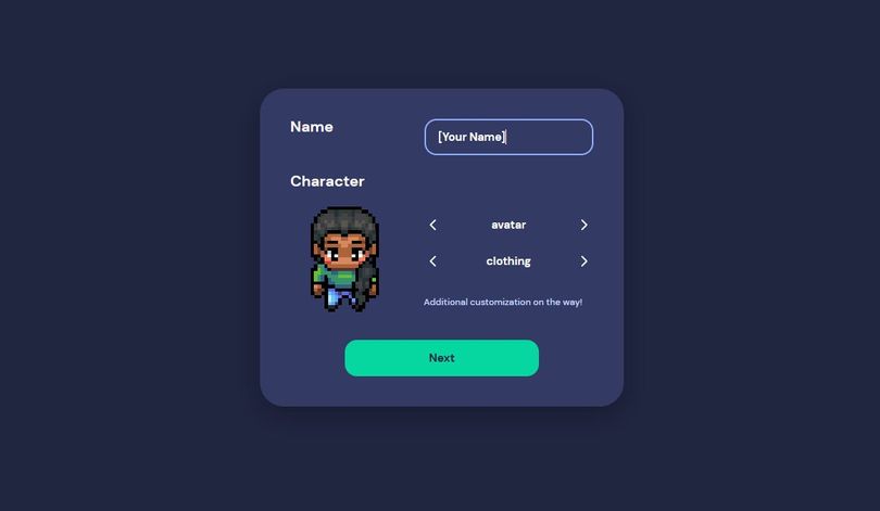 A character select screen for GatherTown.