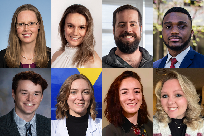 Eight graduate students in a four by two grid. Eberly College graduate students are described and pictured below.