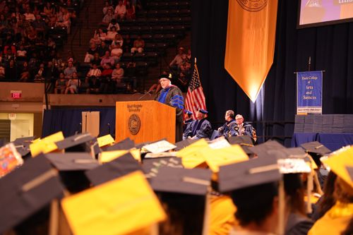 Dean Dunaway makes remarks to graduates during ceremony 