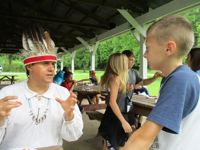 This summer West Virginia 4-H campers learned about the first people to inhabit what is today the Mountain State. 
 
West Virginia University’s Native American Studies Program partnered with WVU Extension Service to host a Native American Eastern Woodland cultural expert at county 4-H camps in June. 
